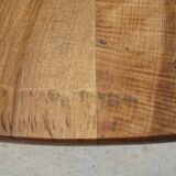 Round drop-leaf table made entirely of solid walnut