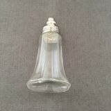 Glass sugar sprinkler and silver metal