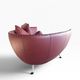de Sede DS-102 red leather sofa with 3 stools