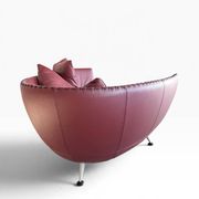 de Sede DS-102 red leather sofa with 3 stools