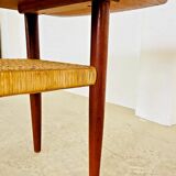 Vintage Danish mid-century teak and rattan coffee table 1960s