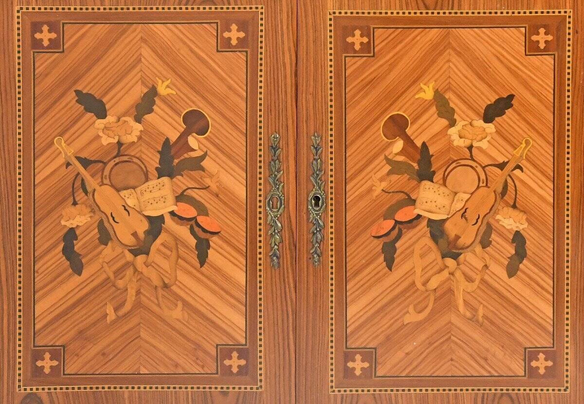 Transitional style secretary in marquetry