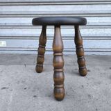 Turned wooden tripod stool