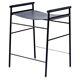 Contemporary artisan bar stool in navy blue leather and black rubber metal.