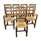 8 rustic straw chairs