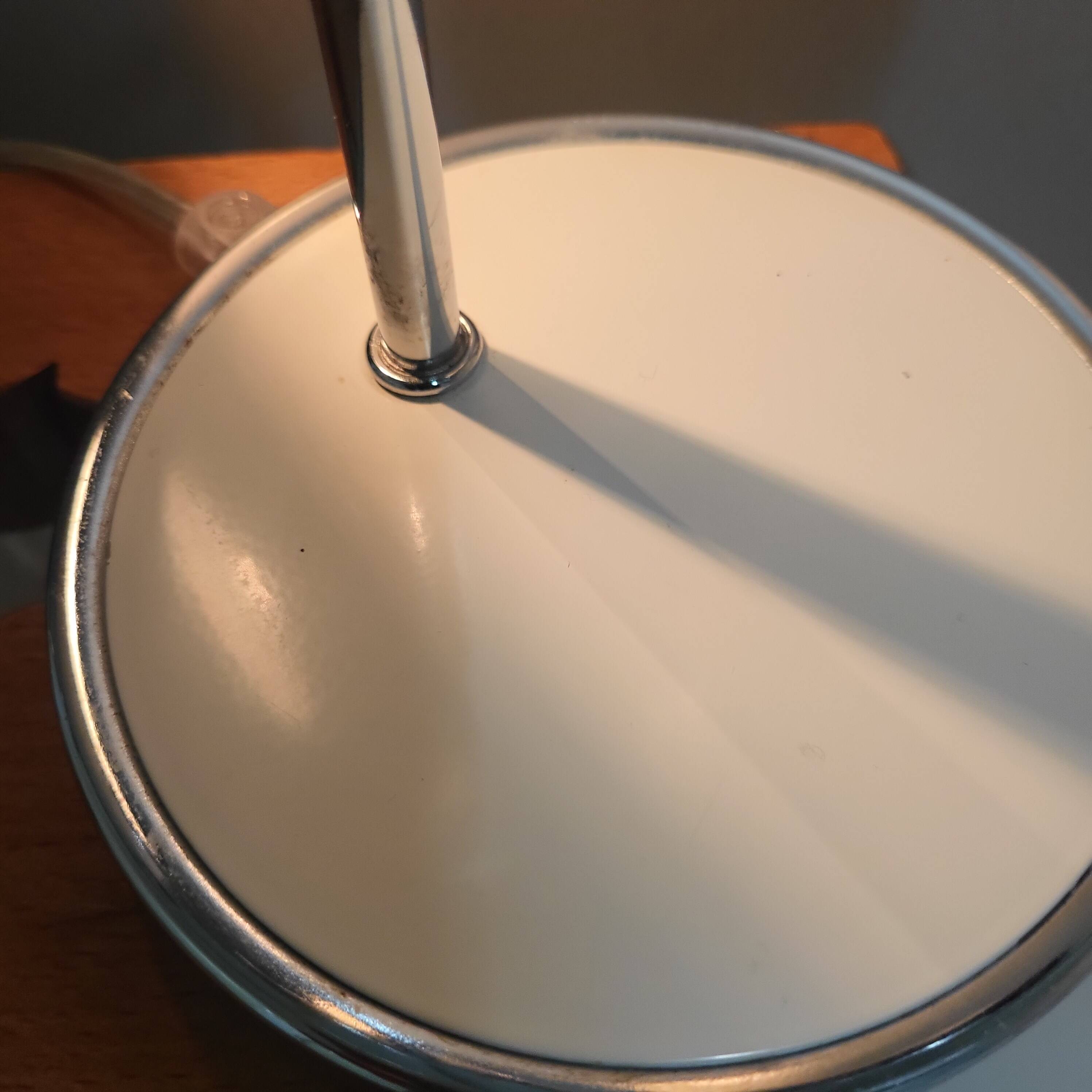 White and chrome metal eye ball lamps