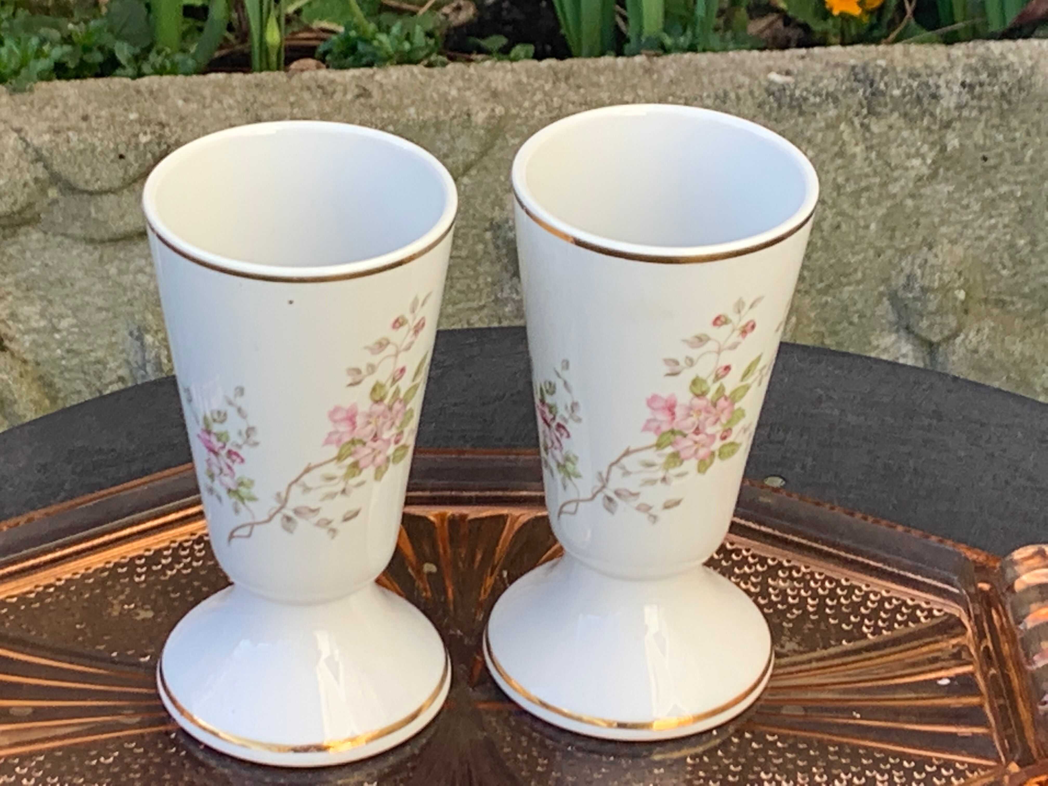 5 mazagrans porcelain vintage rosehip pattern