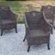 Set de 3 fauteuils en rotin des années 70