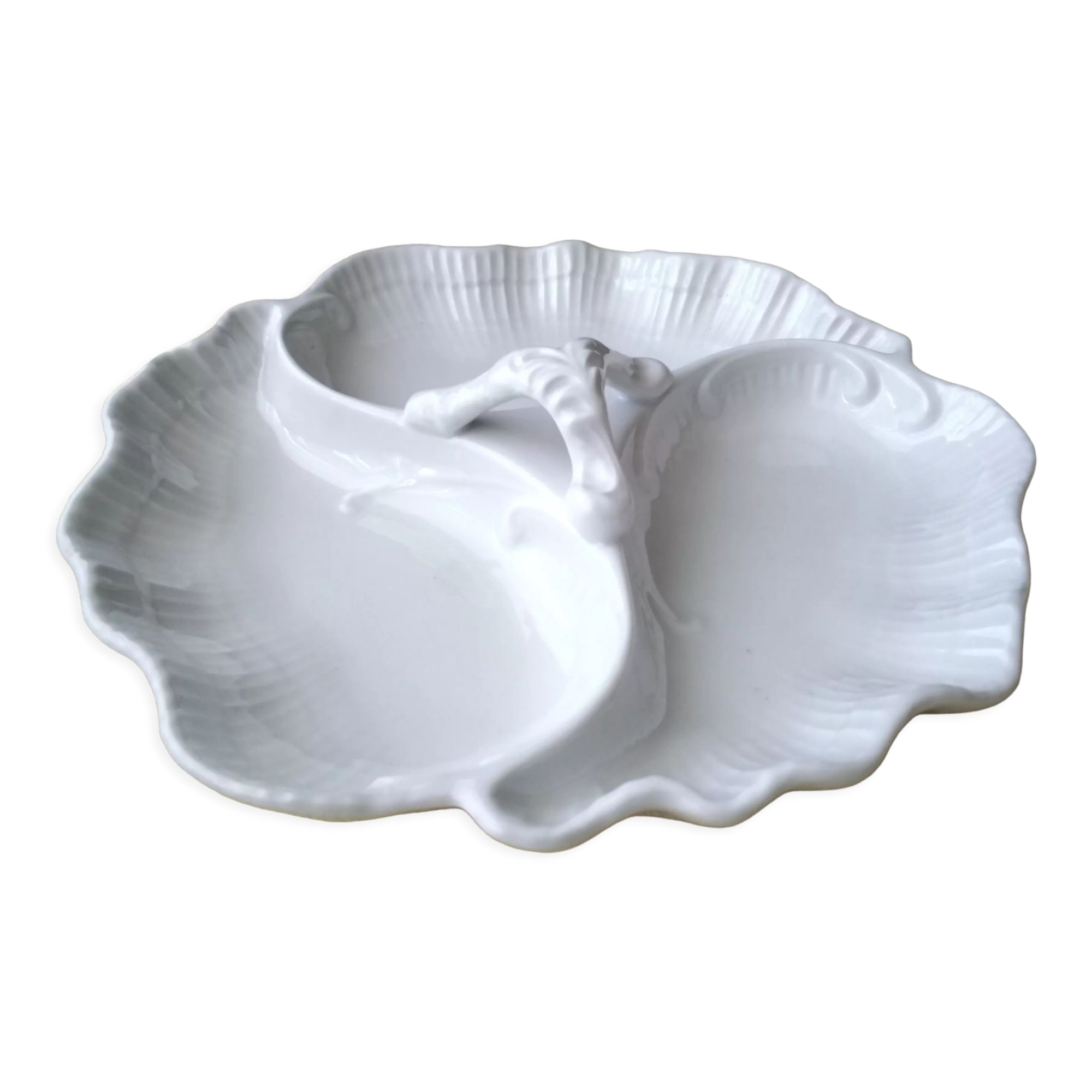 Plat à 3 compartiments en porcelaine blanche