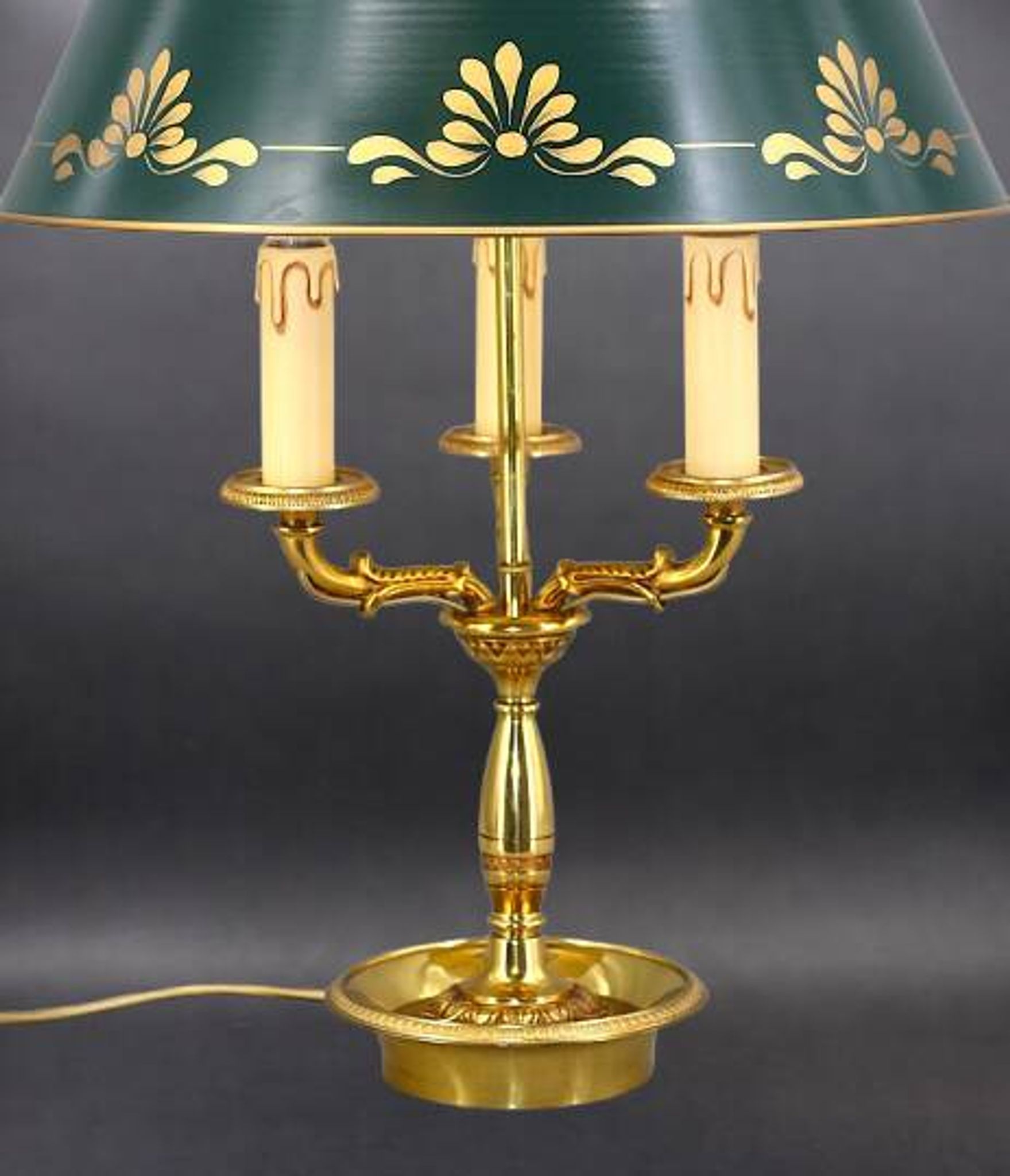 Empire Style Bouillotte Lamp in Gilded Bronze with Three Lights "Lucien Gau"