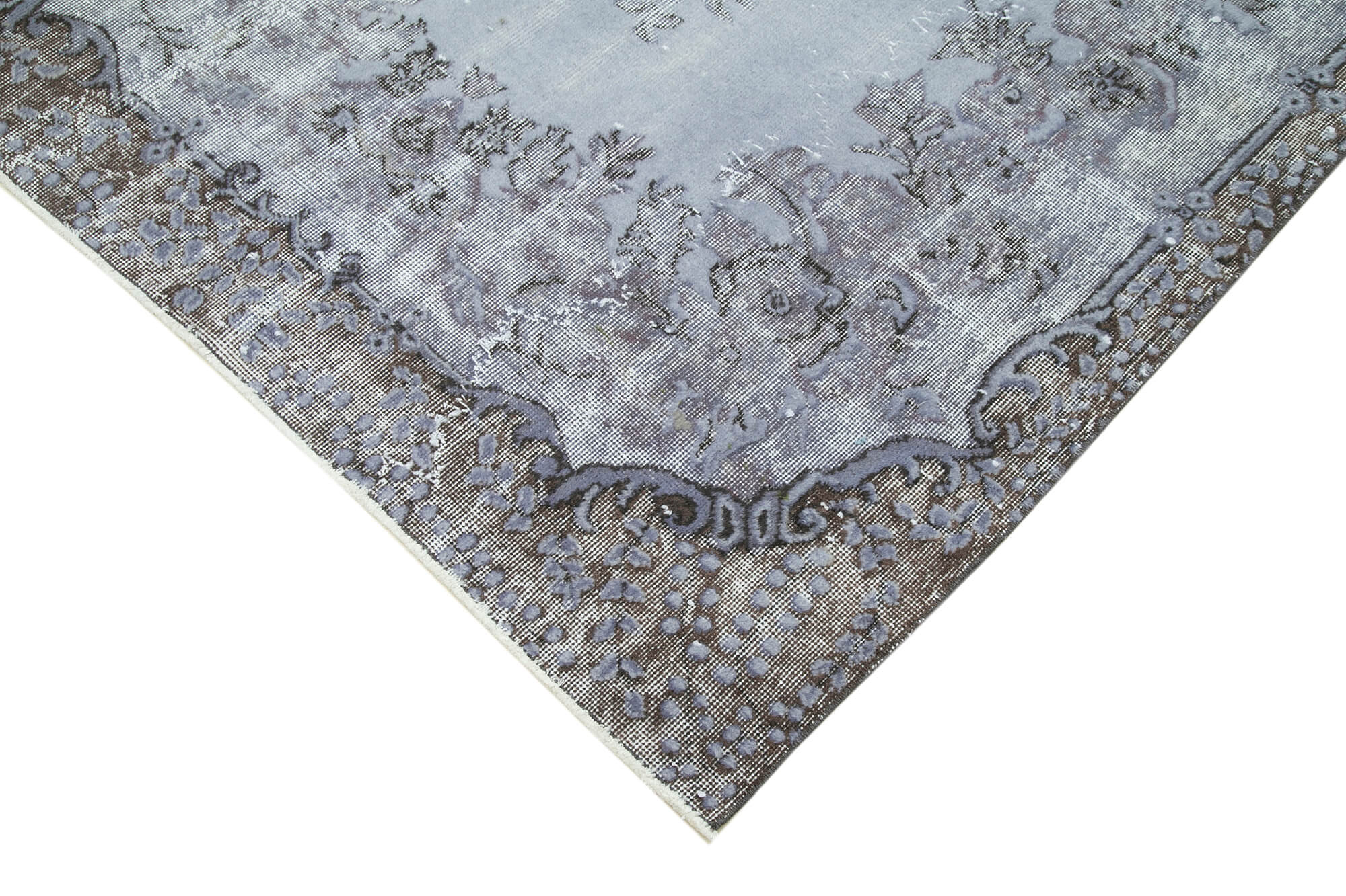 Hand-knotted distressed oriental 1980s 158 cm x 267 cm grey carpet