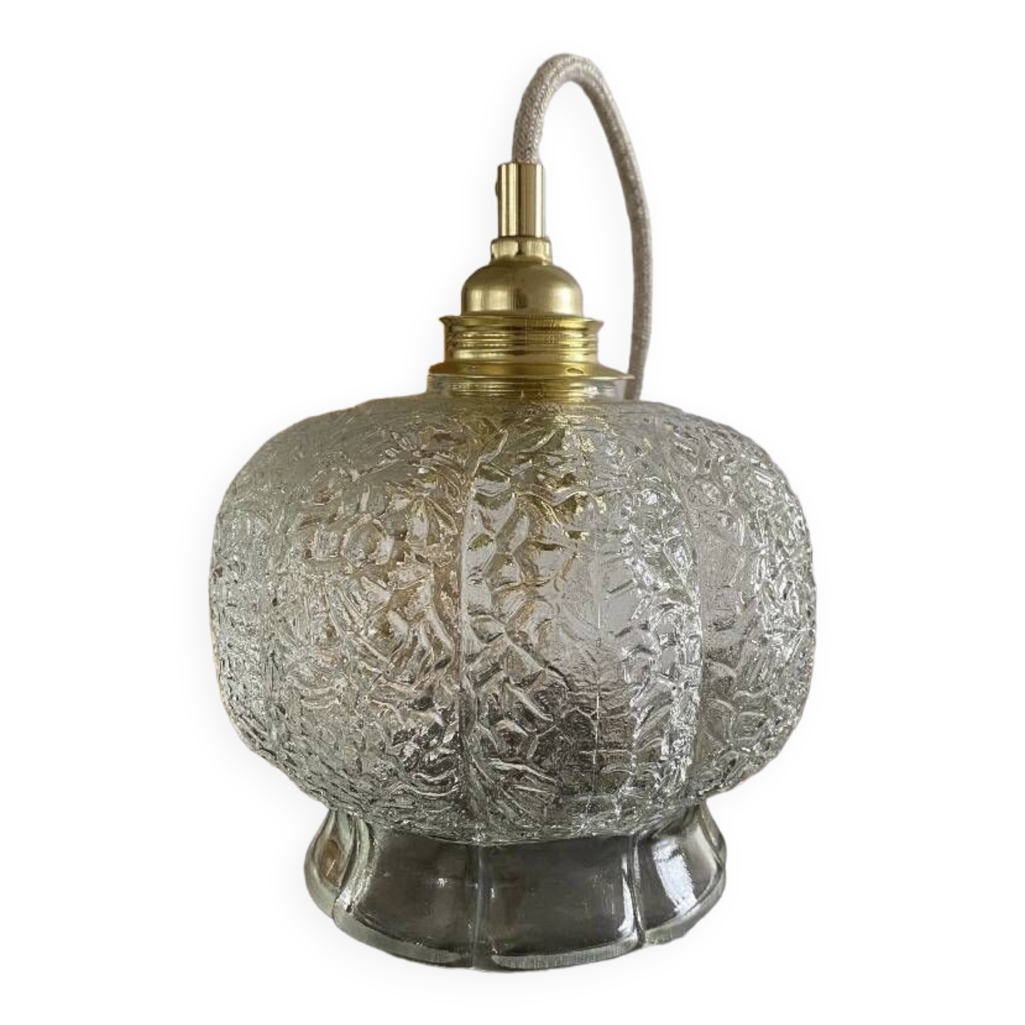 Suspension avec globe vintage en verre transparent