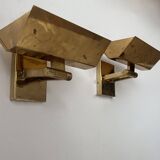 Pair of vintage adjustable wall lights, solid brass, Italy 1970