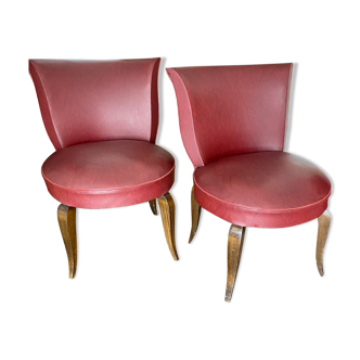 Lot 2 fauteuil crapaud rouge Bordeaux