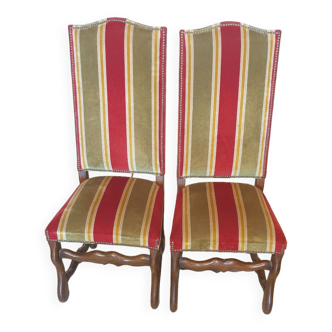 2 Louis XIII style chairs in solid wood