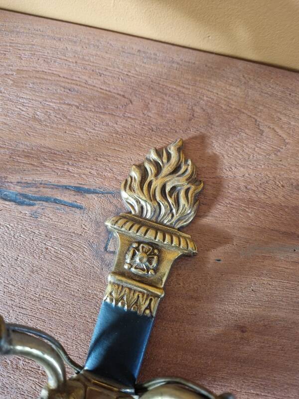 Pair of Empire style wall sconces in gilded bronze and green lacquer.