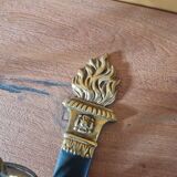 Pair of Empire style wall sconces in gilded bronze and green lacquer.