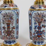 Pair of Imari porcelain and bronze lamps, circa 1880