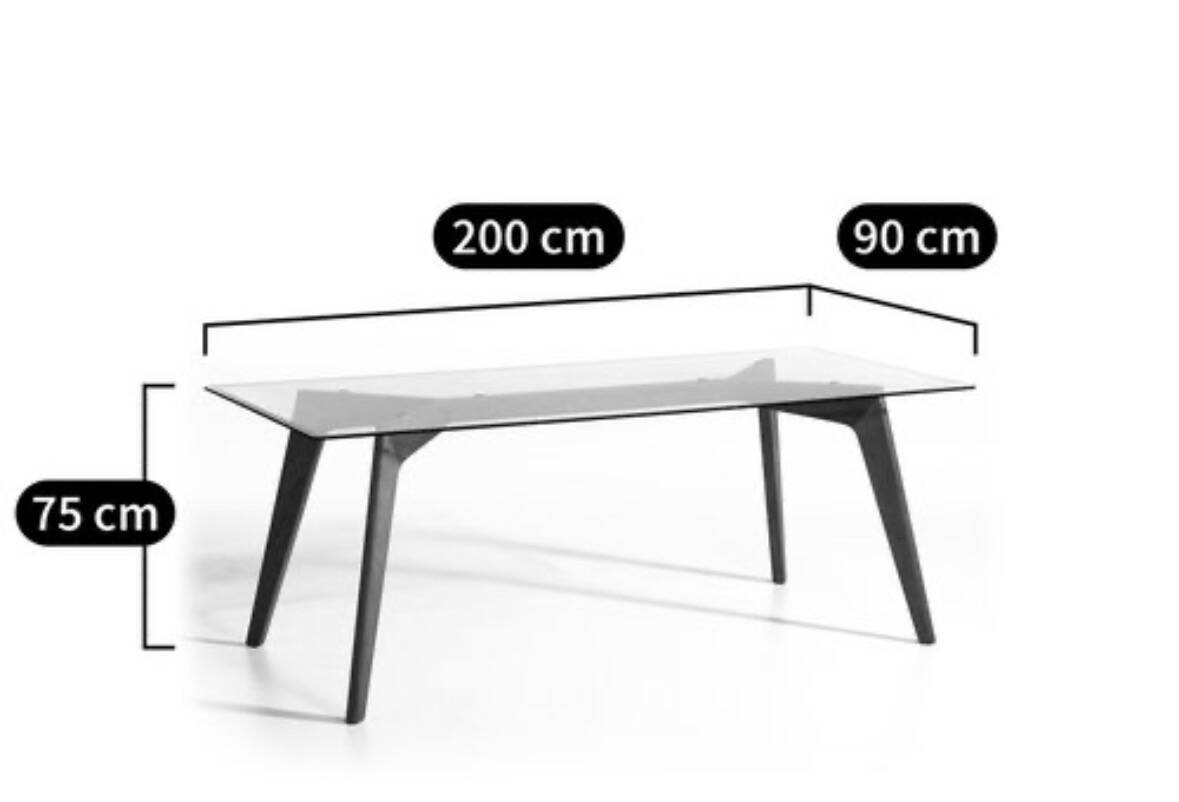 Table am/pm walnut and glass