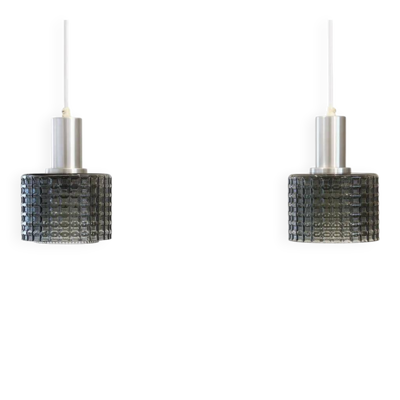 Ensemble de deux lampes suspendues Carl Fagerlund pour Orrefors.