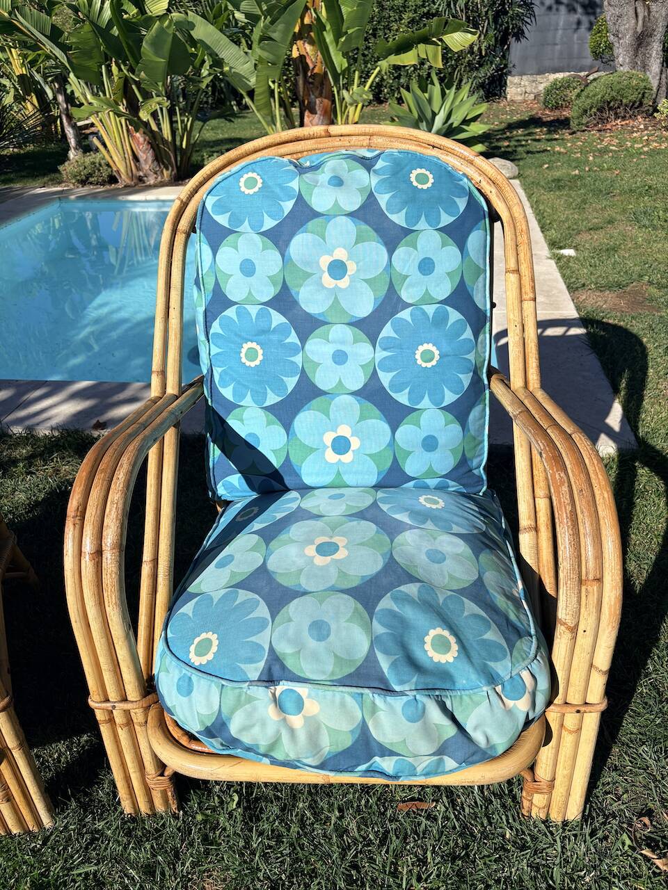 Pair of rattan armchairs "Audoux-Minnet" 1960