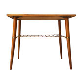 Table, teak with brass shelf, 1950/60