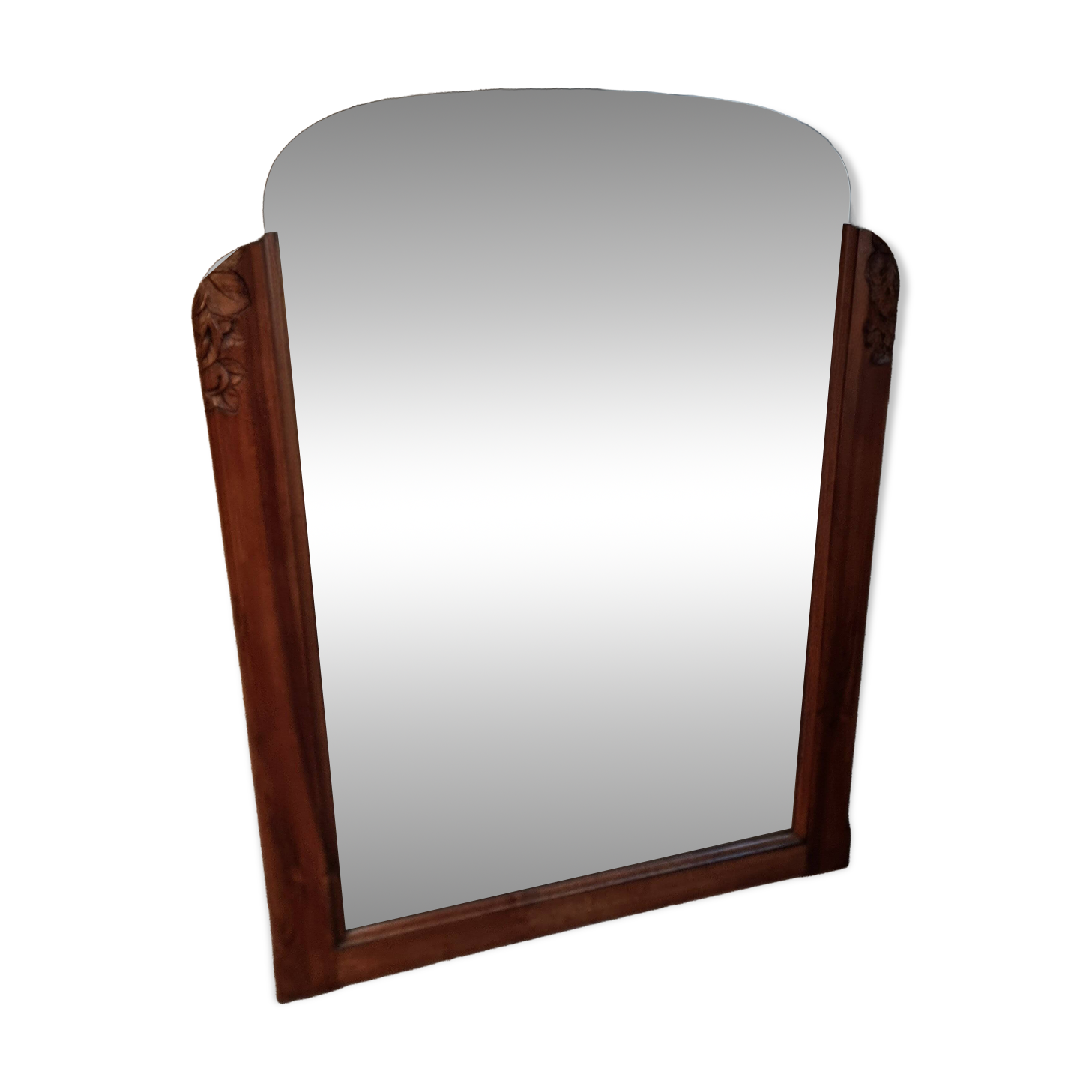 French Art Deco walnut mirror – sculpted wall mirror from the 1920s in France