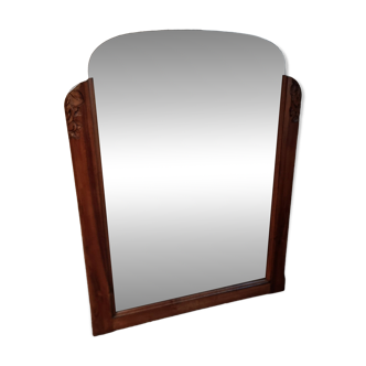 French Art Deco walnut mirror – sculpted wall mirror from the 1920s in France