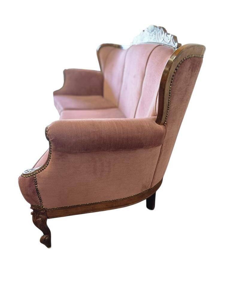 Fauteuil / canapé / trois places baroque vintage rose poudré