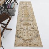 2x10 Beige Brown Floral Turkish Runner Rug, 73x302Cm SK 7009