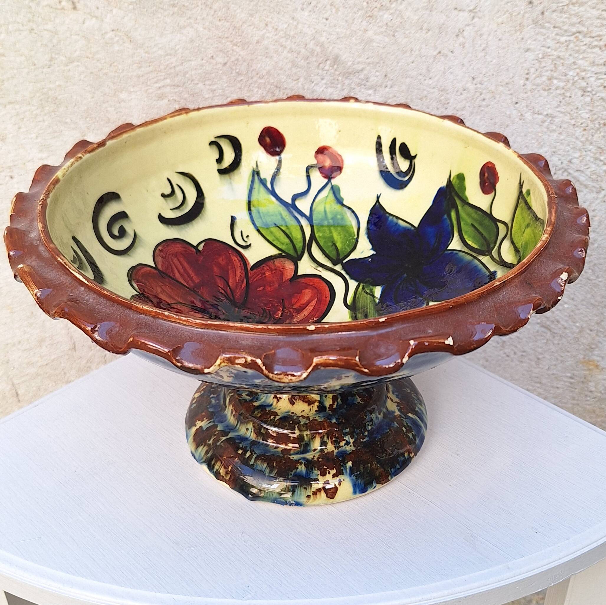 Glazed terracotta fruit bowl