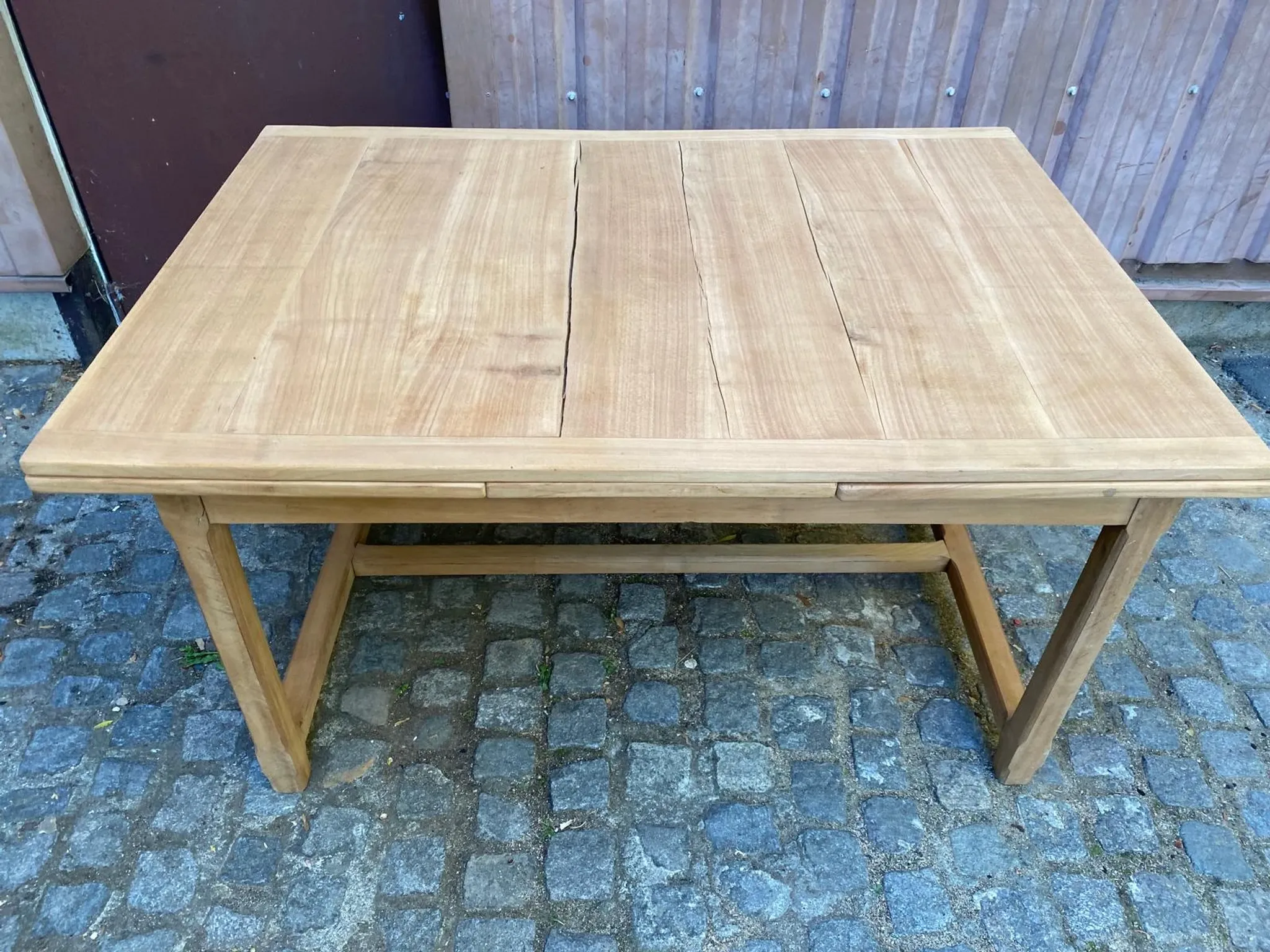 Renovated extendable farmhouse table in solid wood 140-240cm 1960