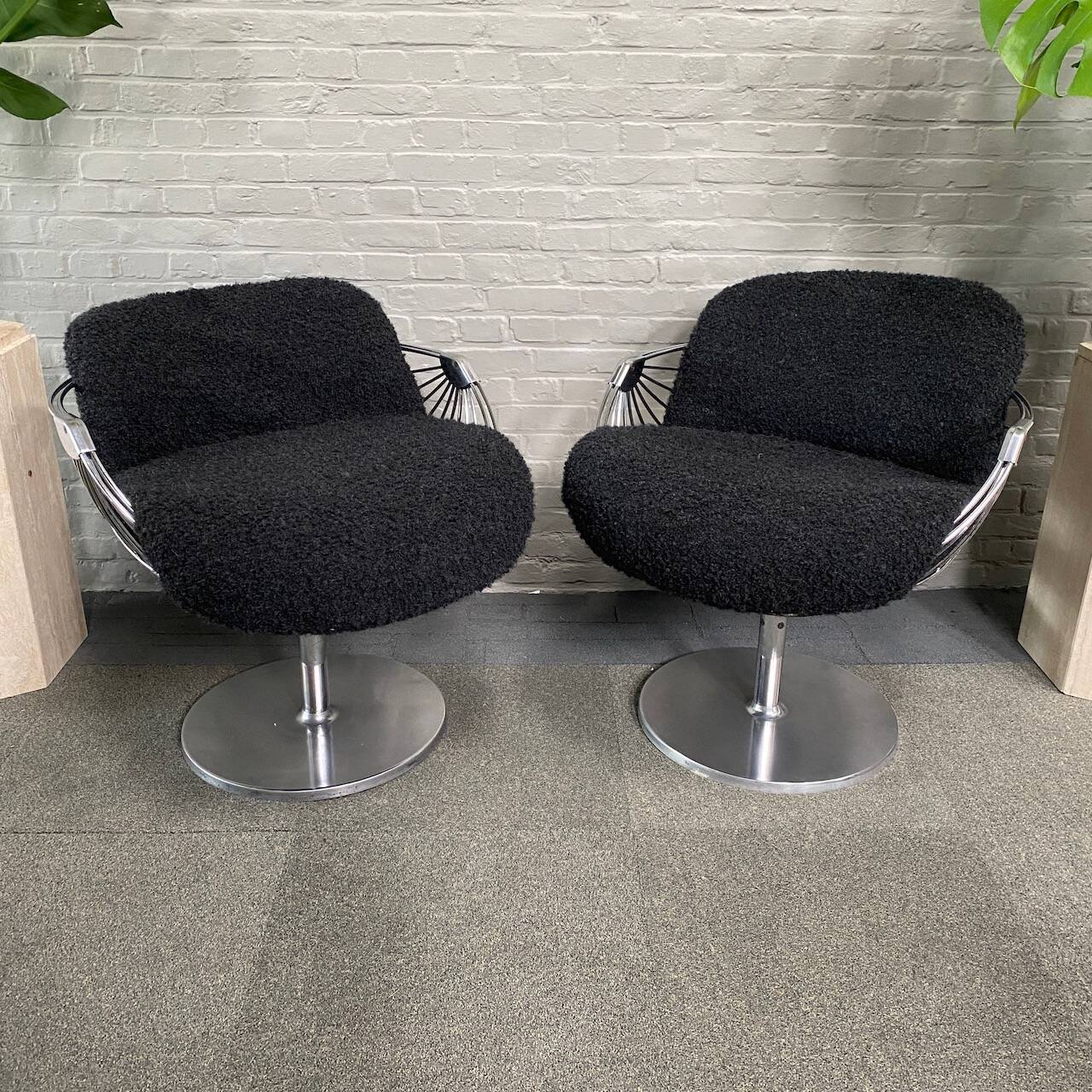 Pair atomic ball chairs by Rudi Verelst for Novalux - Belgium 1974