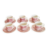 Service à café   en faience rouge , vintage , Swiss Landscape , Italie