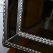 Large Bevelled Rectangular Mirror with Cushioned Silver Frame