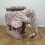 Vintage side table in rattan in the shape of an elephant, attributed to Vivai del Sud, Italy, 1960 - 1970.