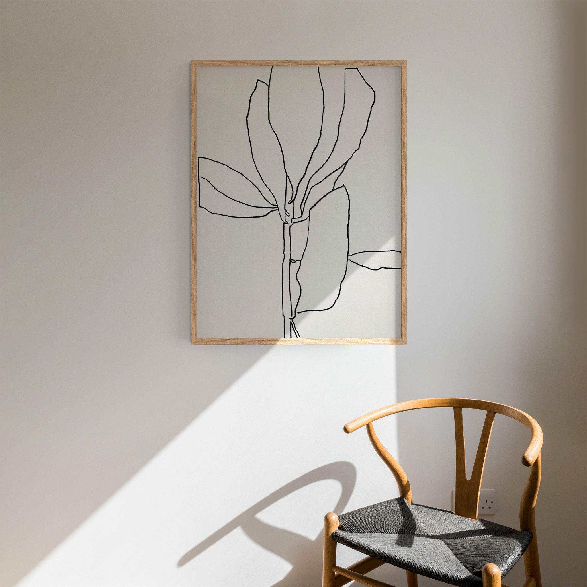 Botanical illustration black lines 50x70cm