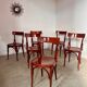 Set of 6 vintage 70s curved varnished wood bistro chairs