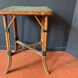 Antique rattan and bamboo side table, late 19th century