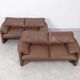 Set of Cassina Maralunga 2 seaters in mocca leather