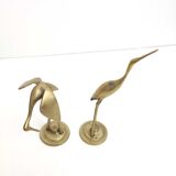 Pair brass herons