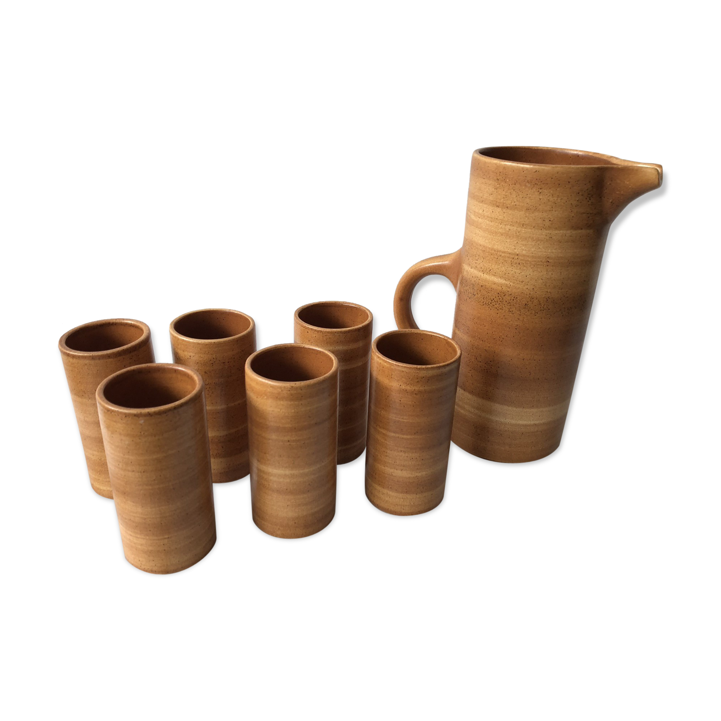 Set of 6 glasses in sandstone and carafe