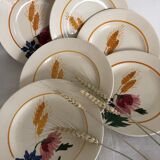 6 assiettes plates, Sarreguemines, modèle Cocorico