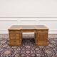 Bureau en teck anglais classique avec cuir marron