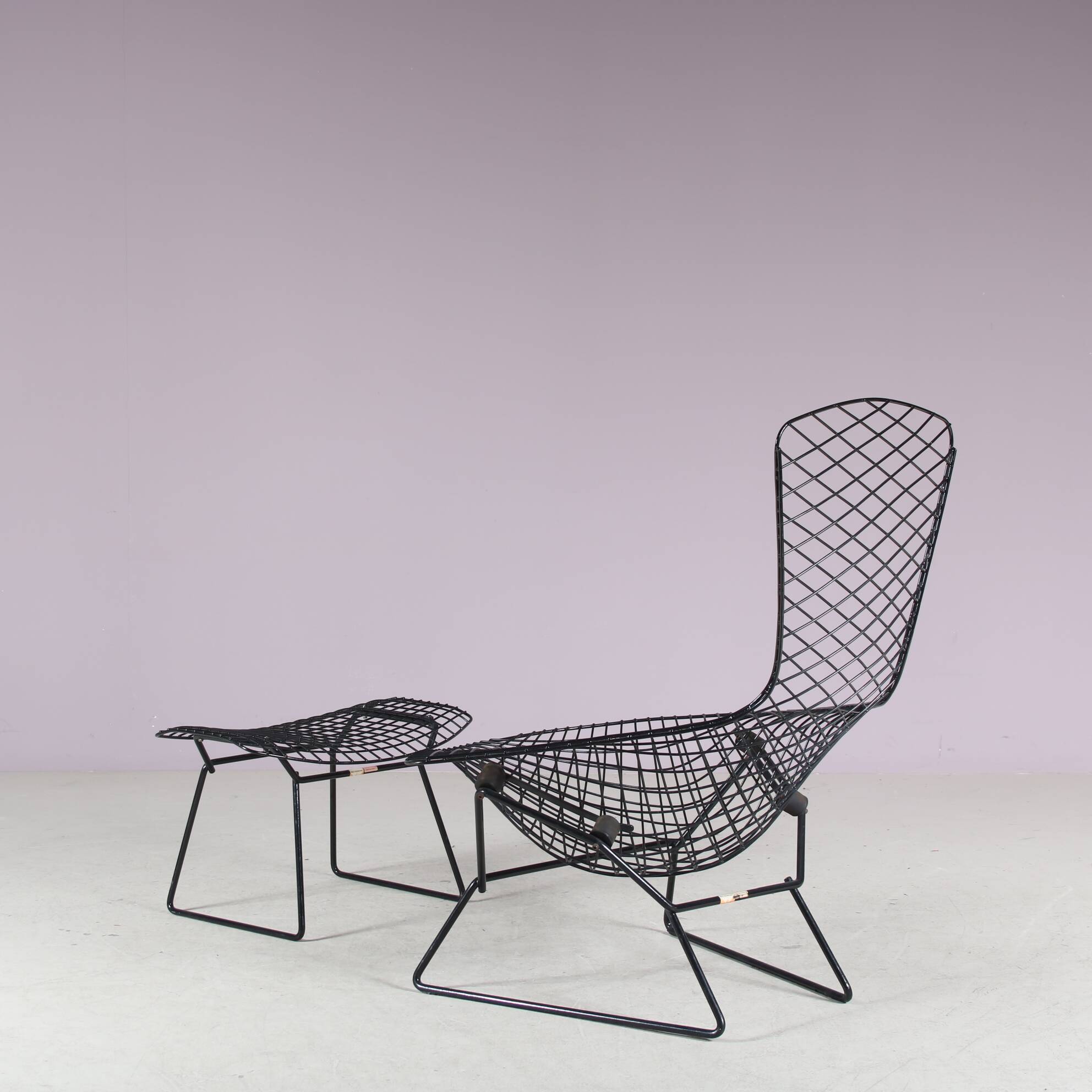 1960s “Bird Chair” with ottoman by Harry Bertoia for Knoll International, U