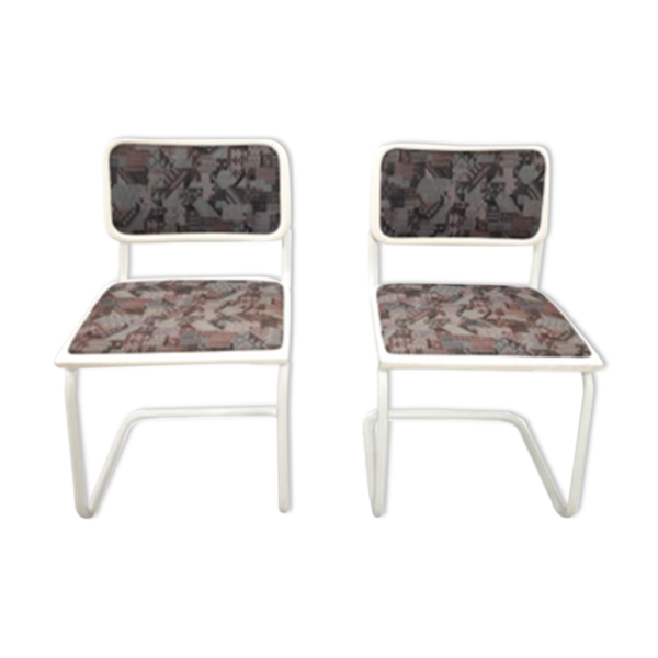 Pair of vintage tubular frame dining chairs