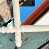 Vintage wooden turned mirror, white, rectangular, 1940s.