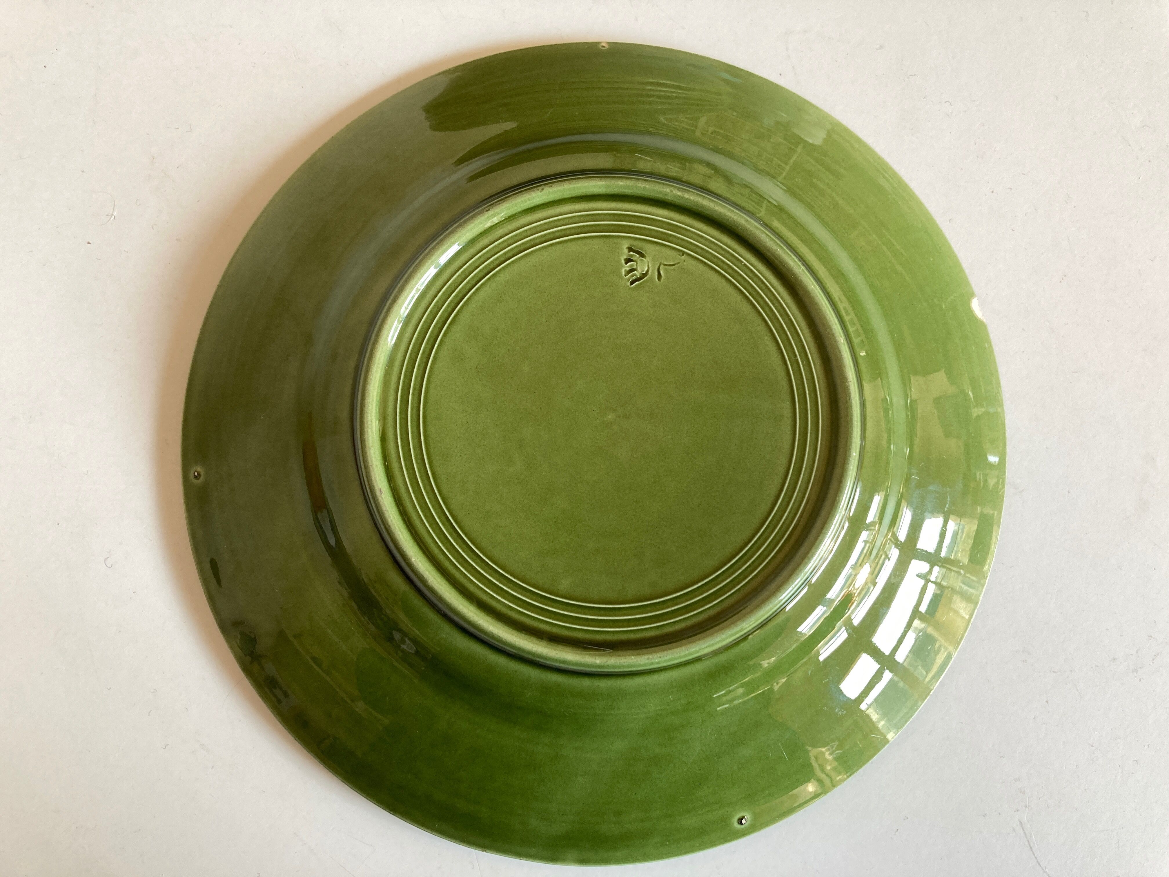 Set of 6 plates in green faience 1960
