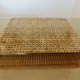 Plateau 'CHRISTIAN DIOR' plexiglass, canework and brass, 1970, lucite