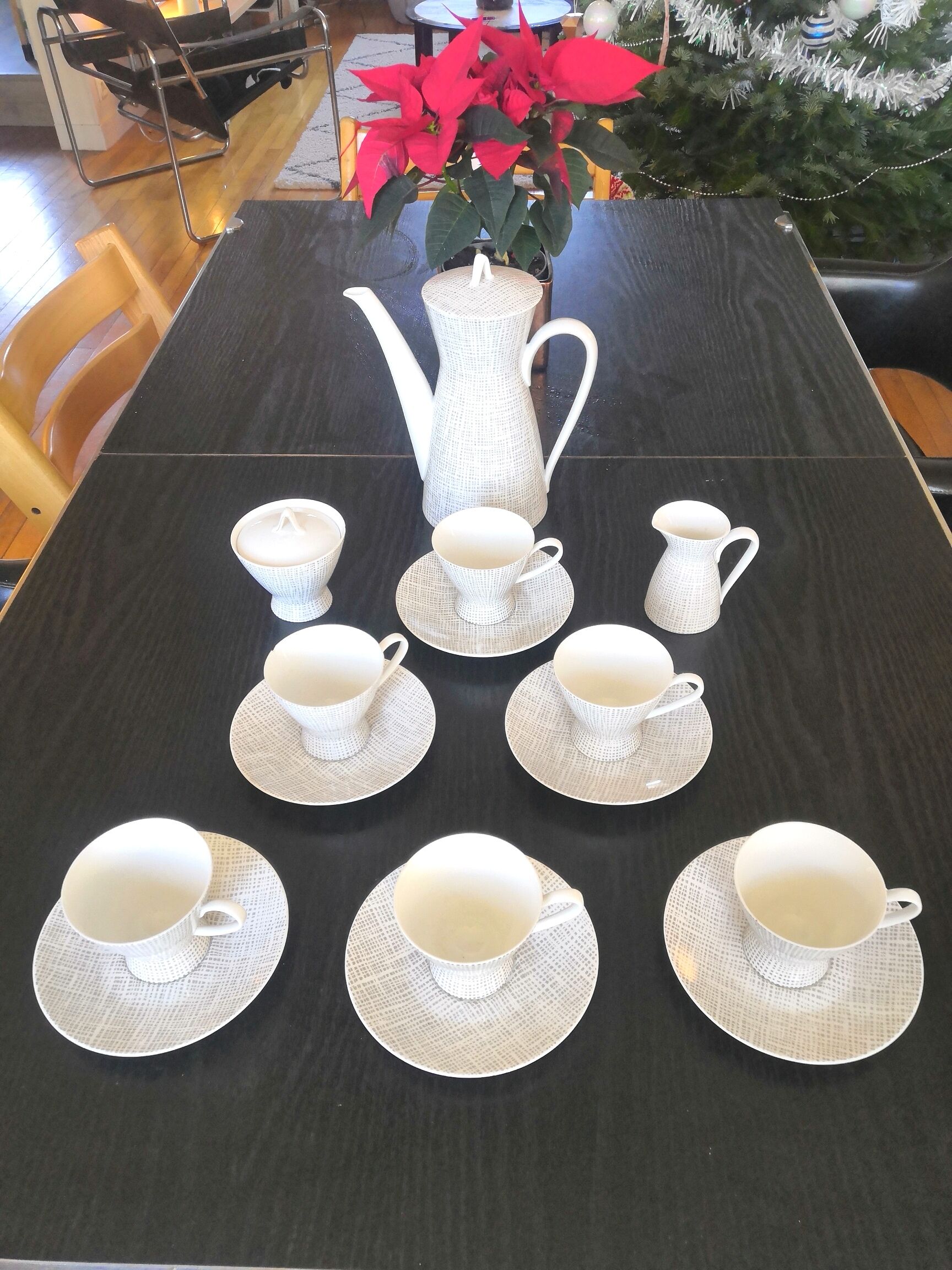 Rosenthal coffee set 2000, silk décor by Raymond Loewy and Latham design 50s